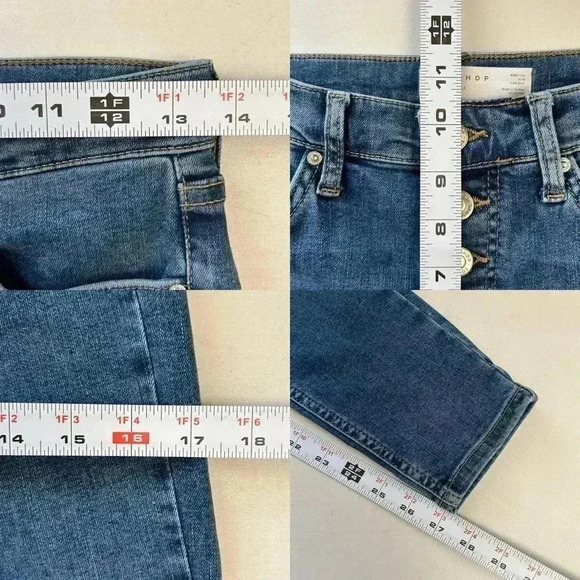 Topshop Moto Jamie Button Fly Skinny Jeans Medium Blue Denim Size 26 - Picture 10 of 14